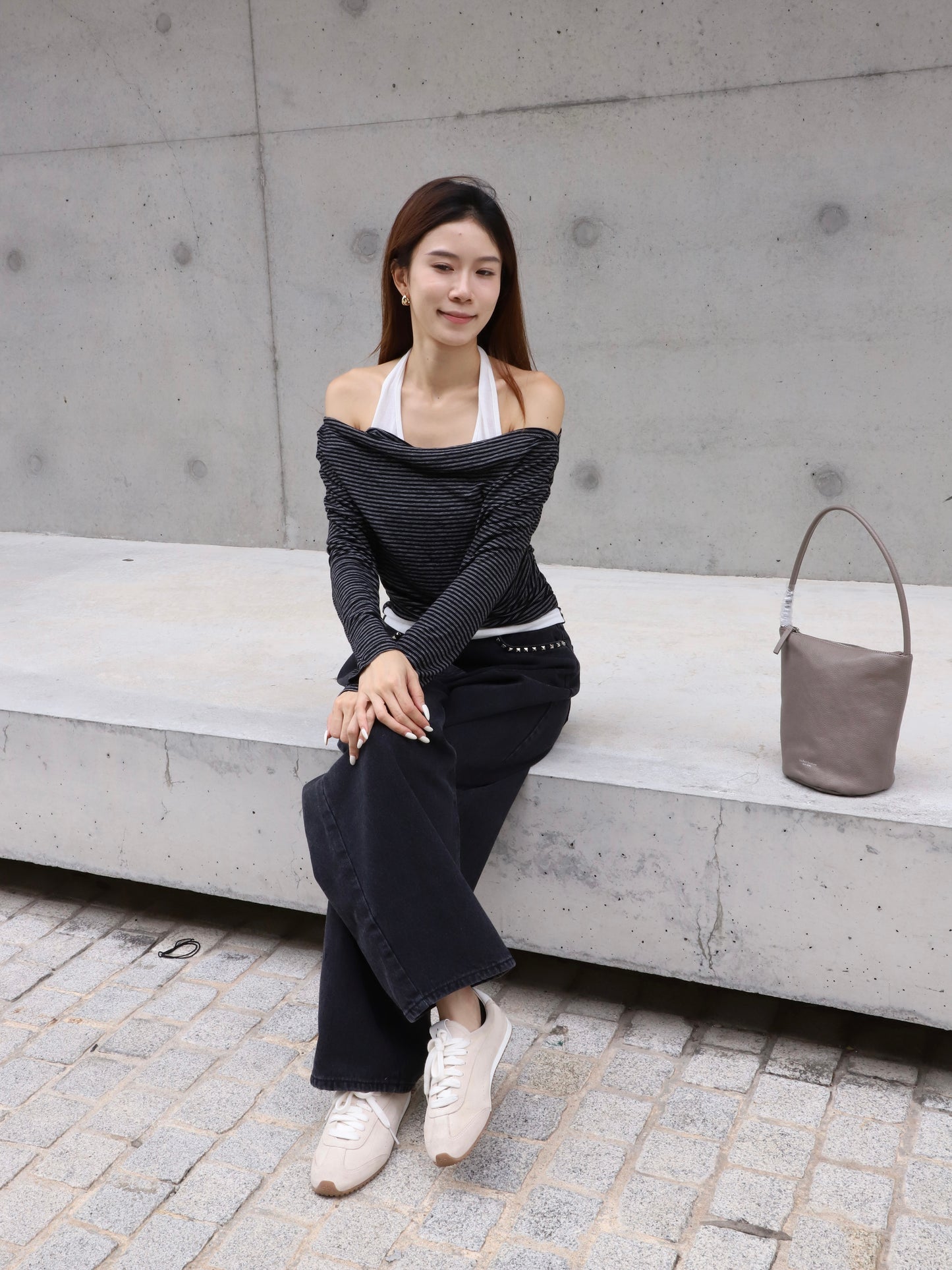 Cross Neck Striped Top