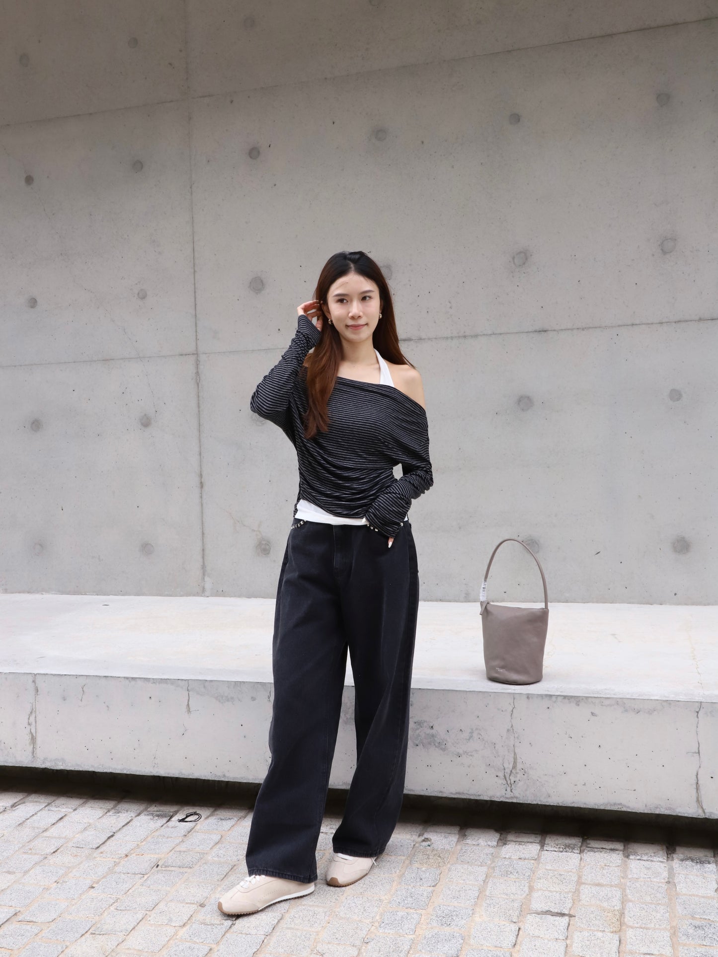 Cross Neck Striped Top