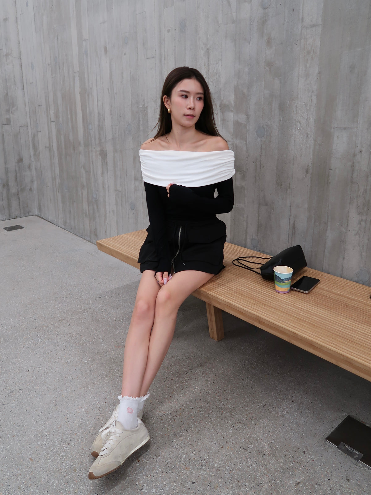 White Off Shoulder Cotton Long Sleeves Top