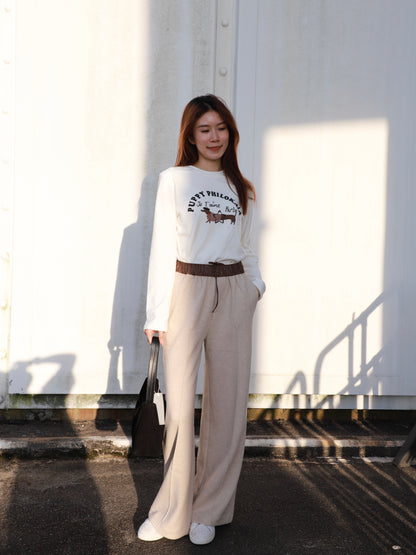 Leather Waist Wool Pants