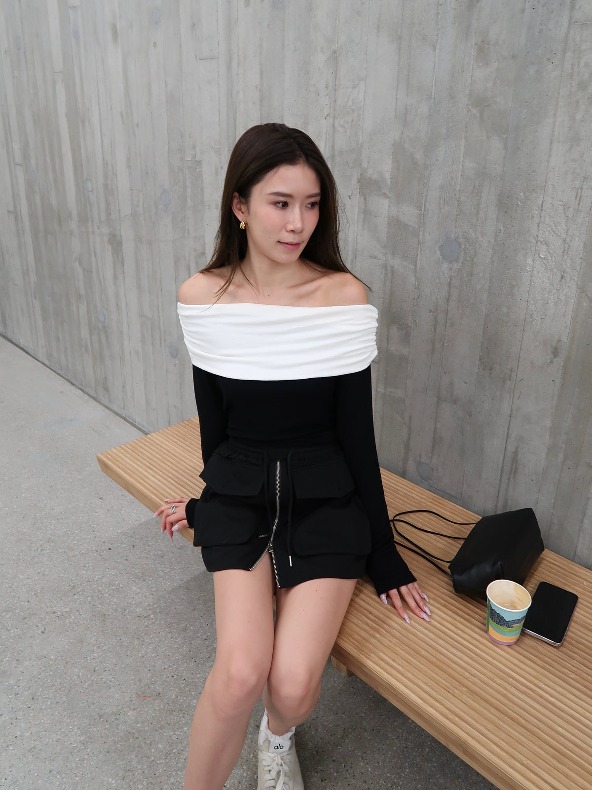 White Off Shoulder Cotton Long Sleeves Top