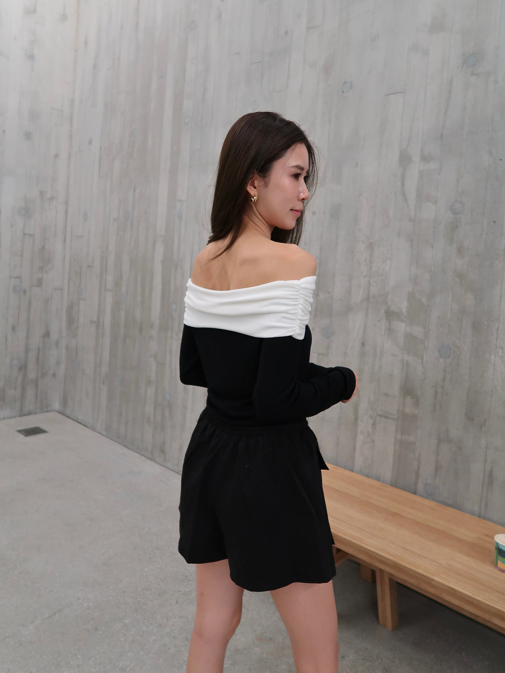 White Off Shoulder Cotton Long Sleeves Top