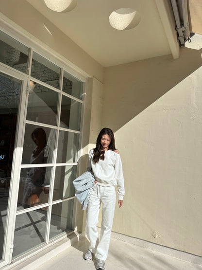 High Waisted Wide White Pants