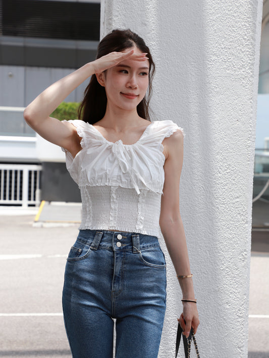 Lace Tied Mini Cropped T Top