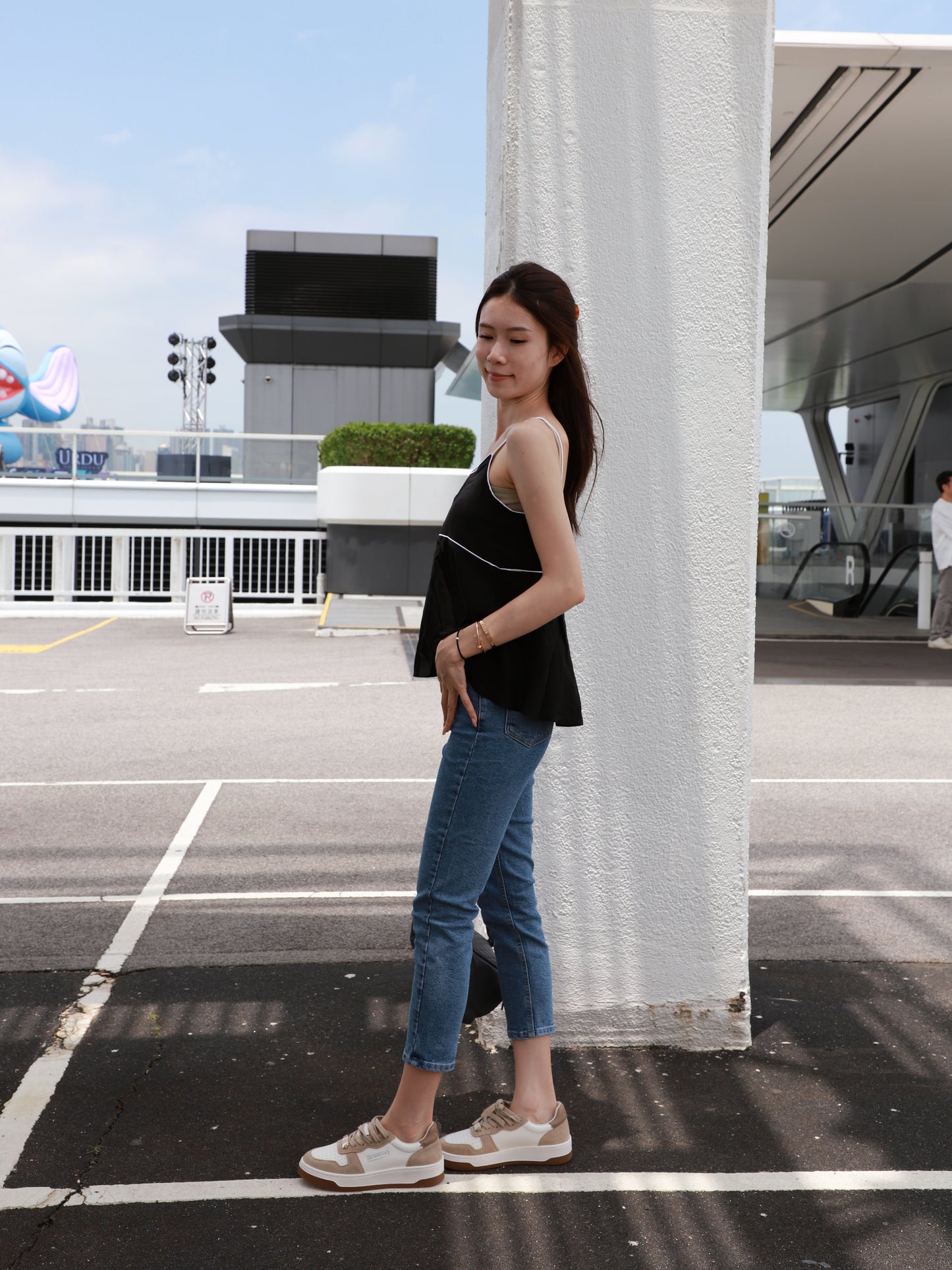 One Lined Chiffon Tank Top