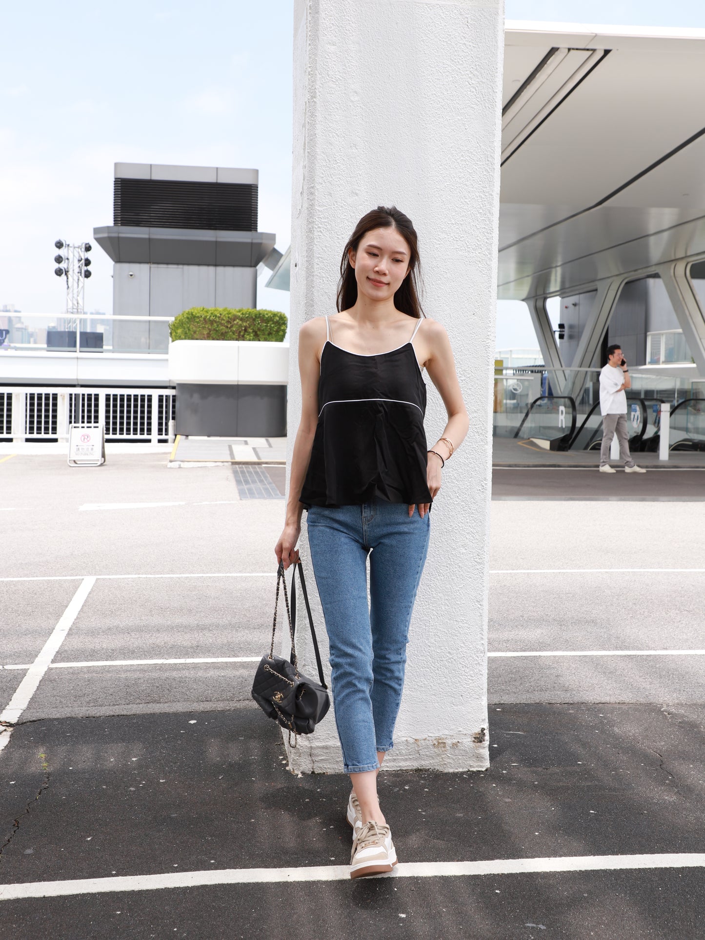 One Lined Chiffon Tank Top