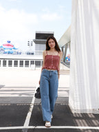Low Waist Ruffles Wide Leg Jeans