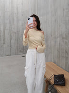 One Side Off Shoulder Yellow Top