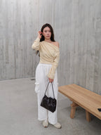 One Side Off Shoulder Yellow Top