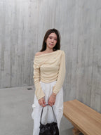 One Side Off Shoulder Yellow Top