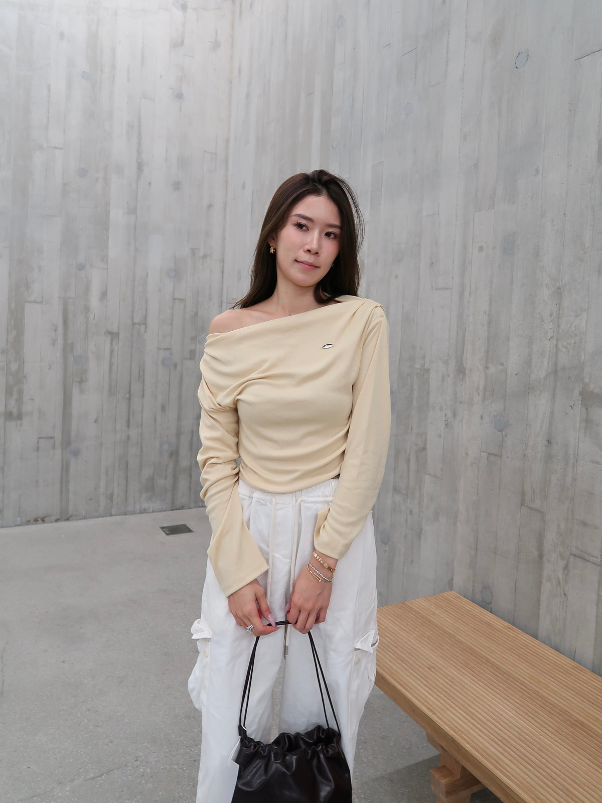 One Side Off Shoulder Yellow Top