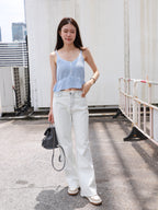 Low Waist Ruffles Wide Leg Jeans