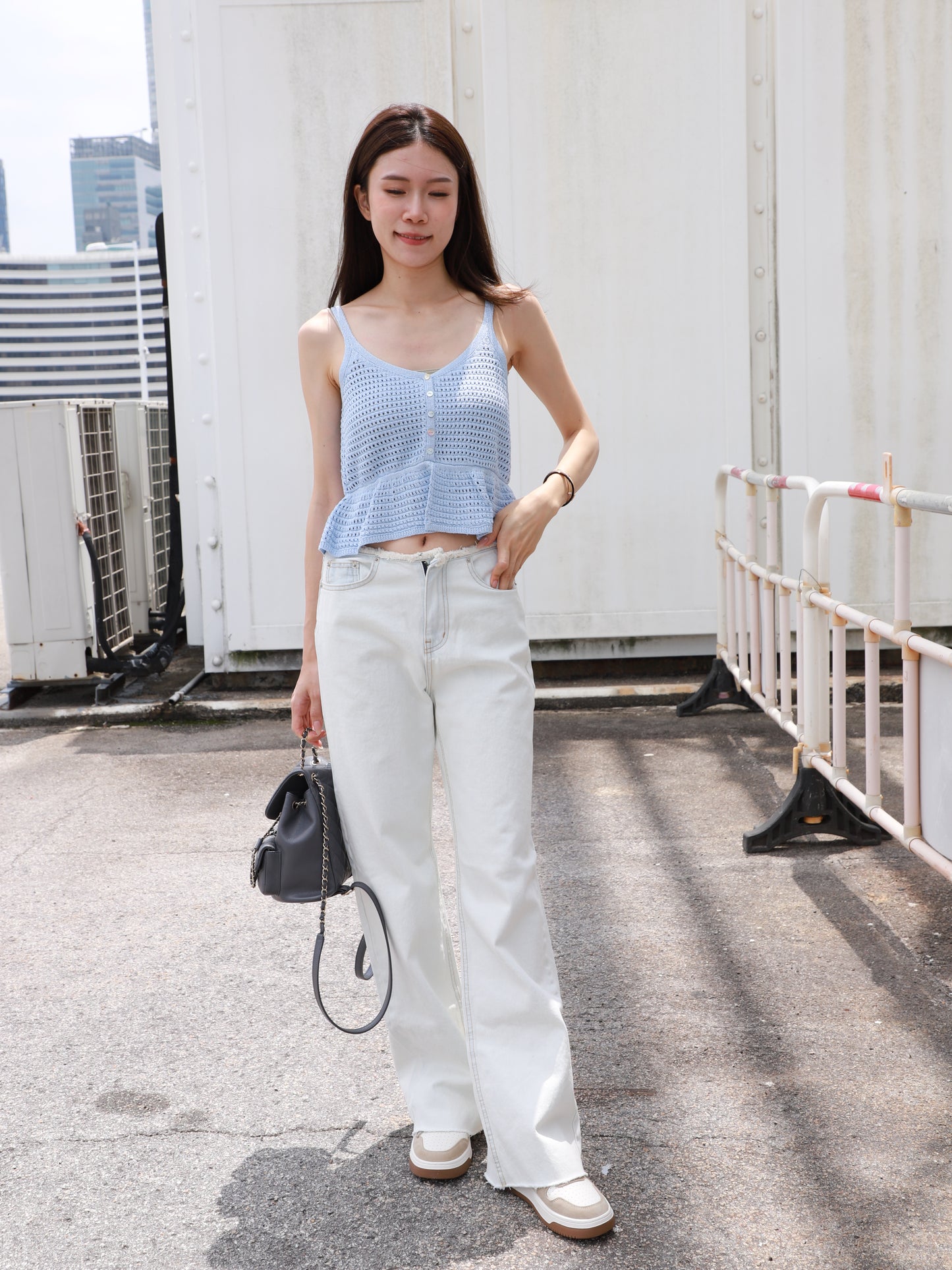 Low Waist Ruffles Wide Leg Jeans