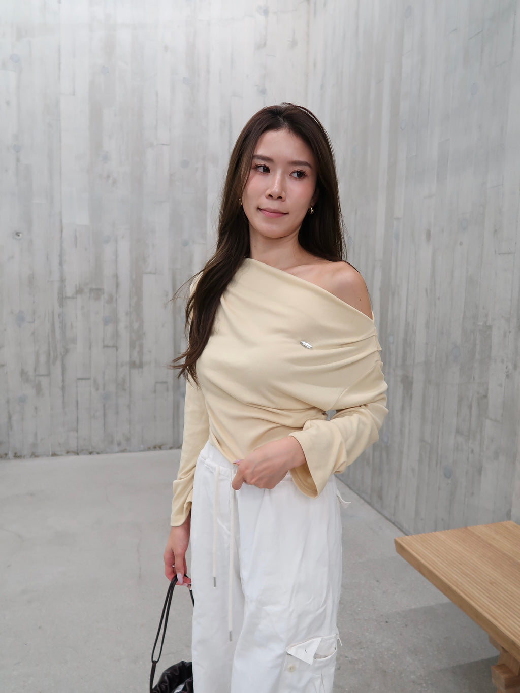 One Side Off Shoulder Yellow Top