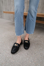Gold Button Leather Loafer