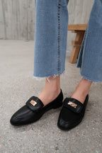 Gold Button Leather Loafer