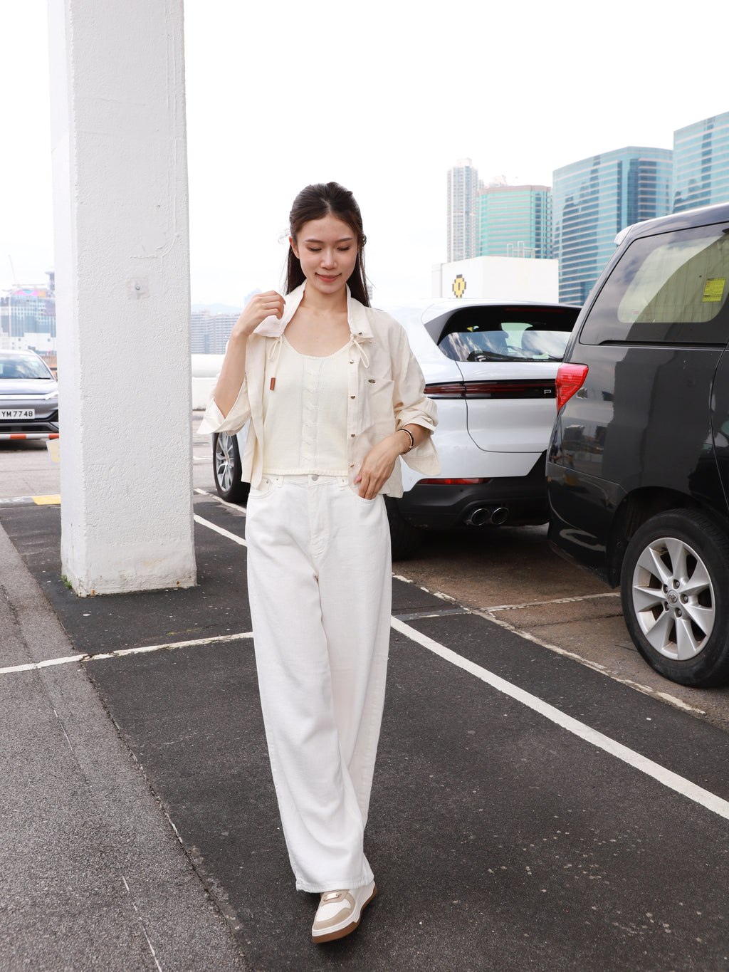 Linen Cropped Leather Button Jacket