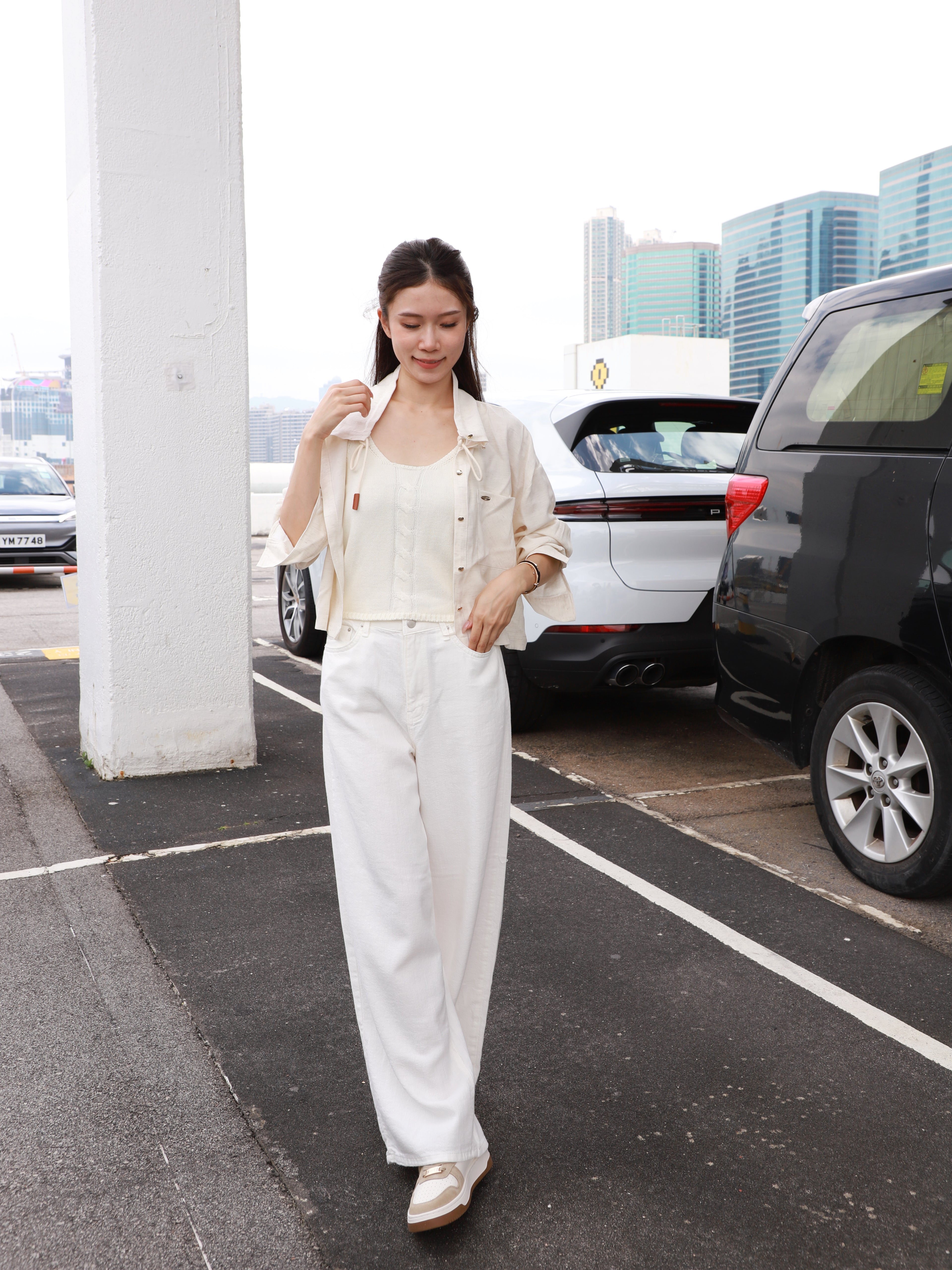 Linen Cropped Leather Button Jacket