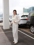 Linen Cropped Leather Button Jacket
