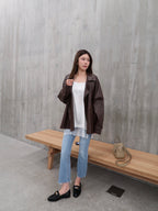Pu Leather Trench Coat with Belt