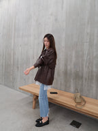 Pu Leather Trench Coat with Belt