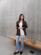Pu Leather Trench Coat with Belt