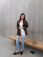 Pu Leather Trench Coat with Belt