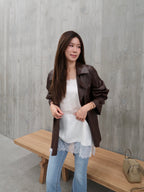 Pu Leather Trench Coat with Belt