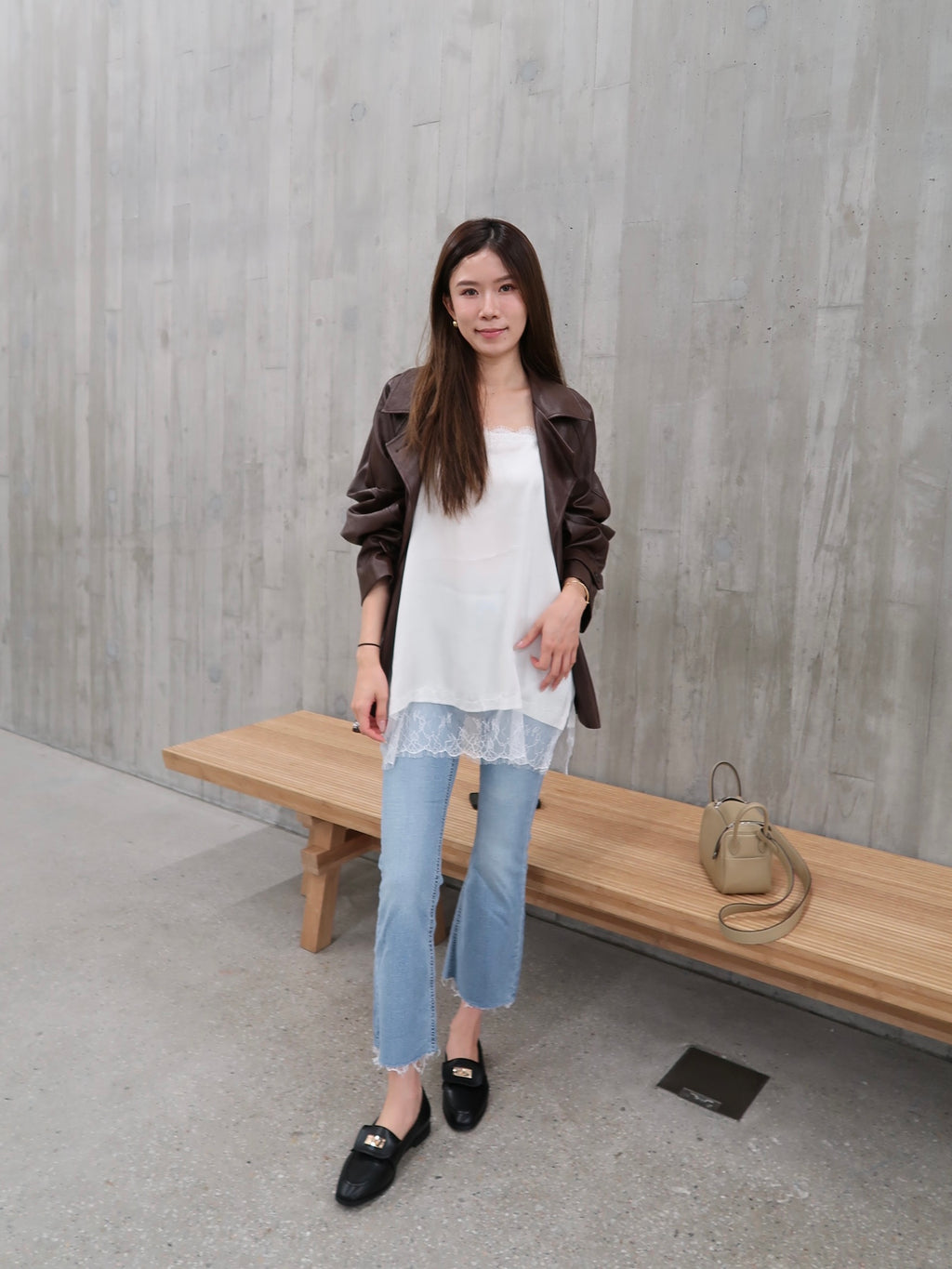 Pu Leather Trench Coat with Belt