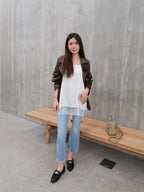 Pu Leather Trench Coat with Belt