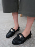 Gold Button Leather Loafer