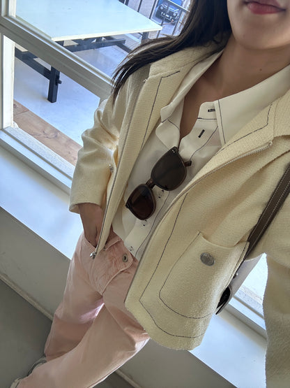 Collar Neck Tweed Jacket