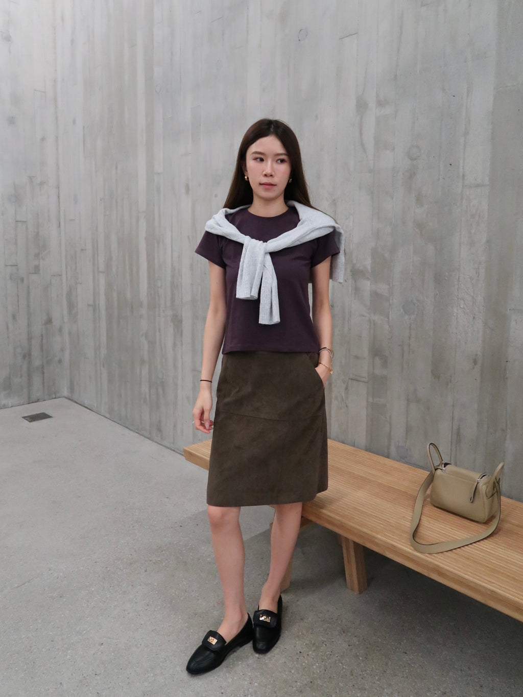 Suede Mid Length Skirt