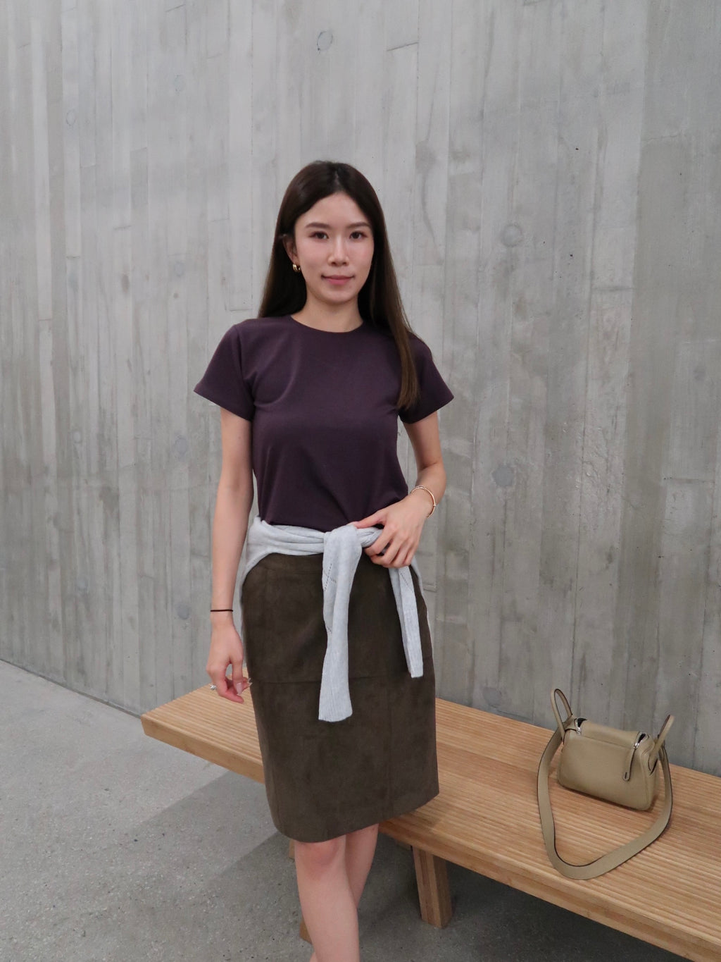 Suede Mid Length Skirt