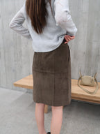 Suede Mid Length Skirt