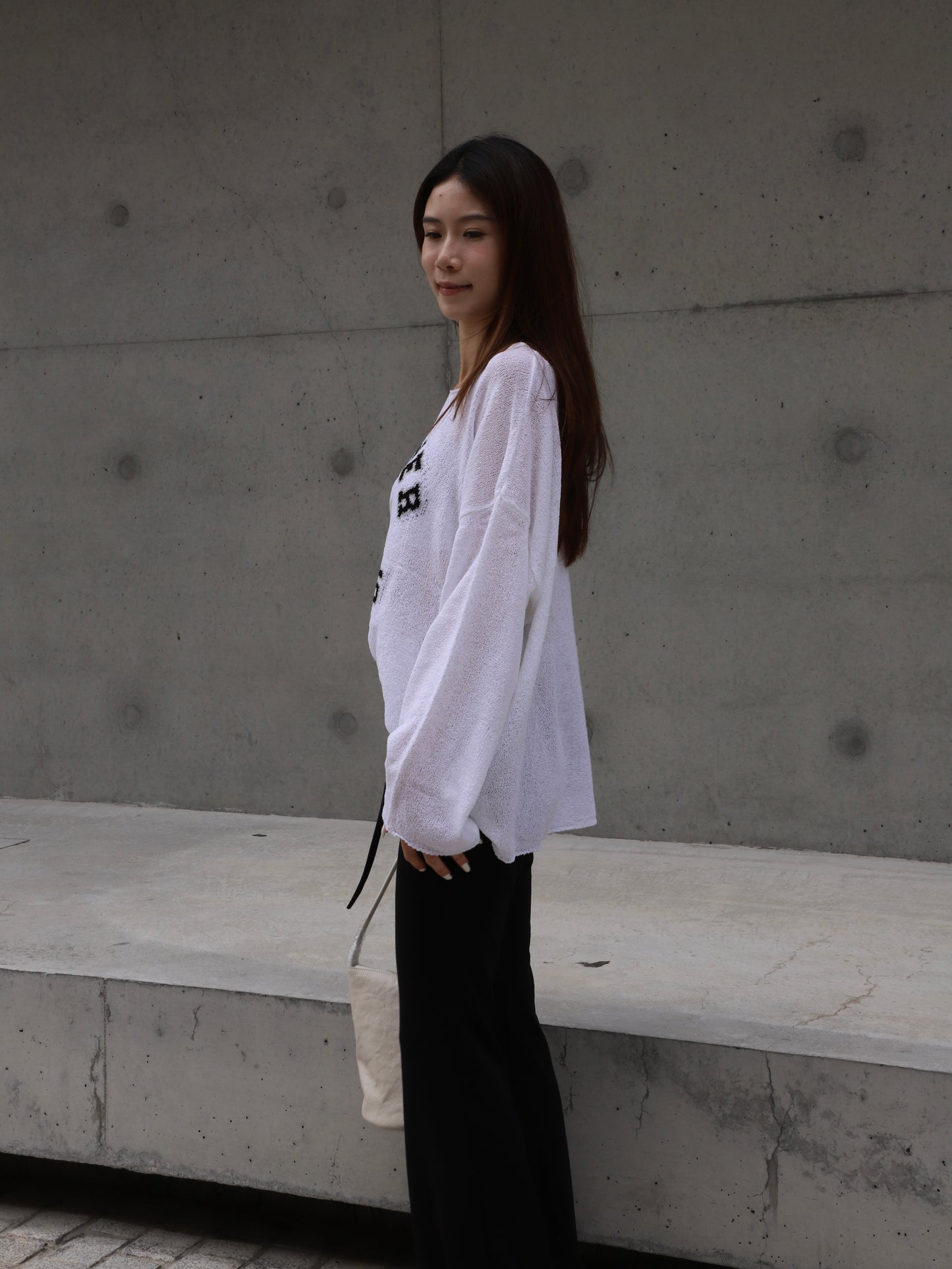 Striped Flare Cotton Pants with Words