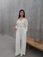 Marshmellow Off Shoulder & Pants Set