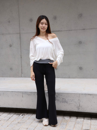 Cotton V Neck Long Sleeves Top