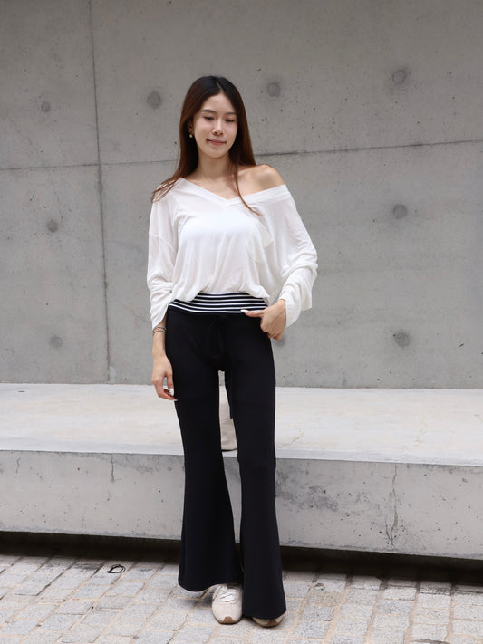 Cotton V Neck Long Sleeves Top