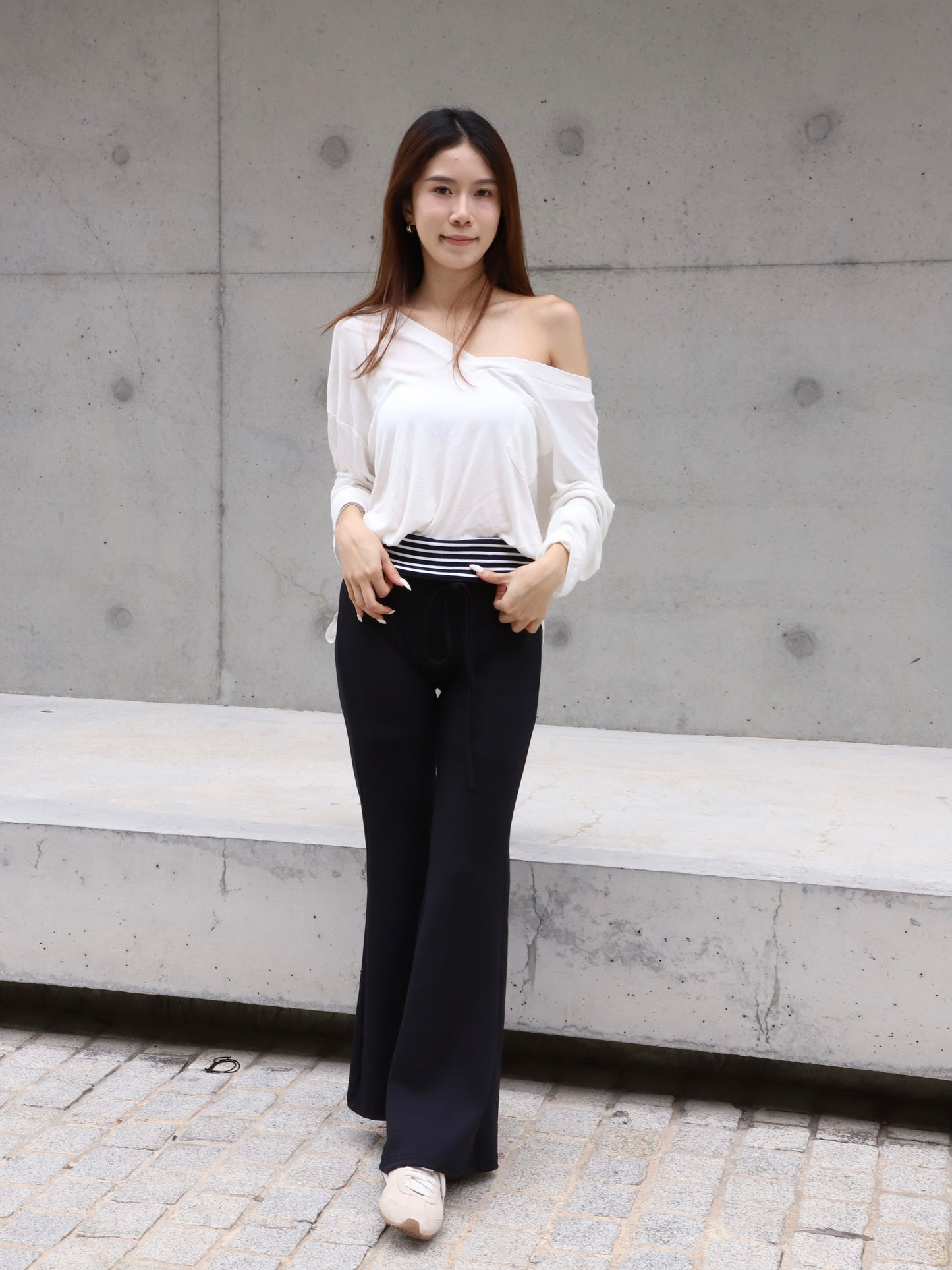 Cotton V Neck Long Sleeves Top