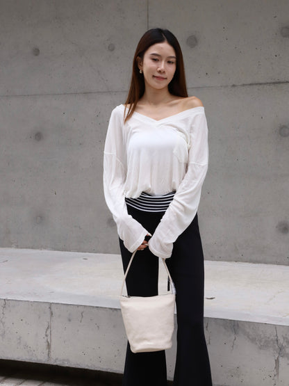 Cotton V Neck Long Sleeves Top