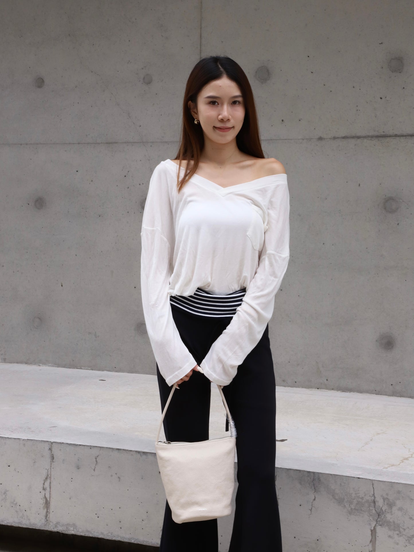 Cotton V Neck Long Sleeves Top