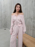 Marshmellow Off Shoulder & Pants Set