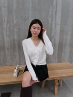 Ruffles Neck Soft Cardigan