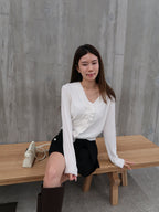 Ruffles Neck Soft Cardigan