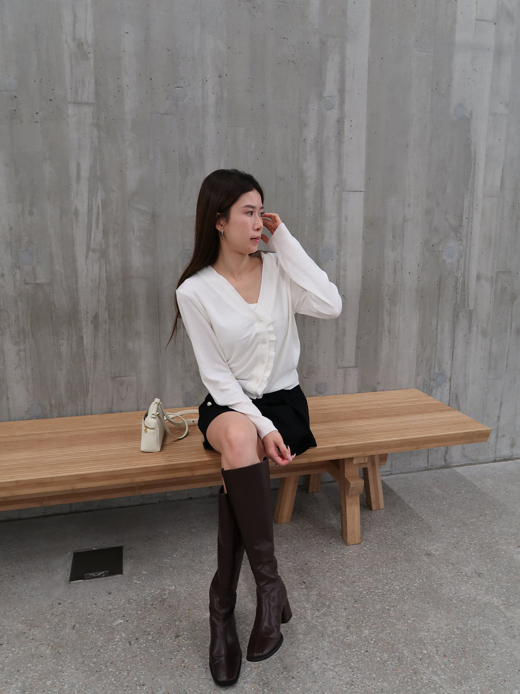 Ruffles Neck Soft Cardigan