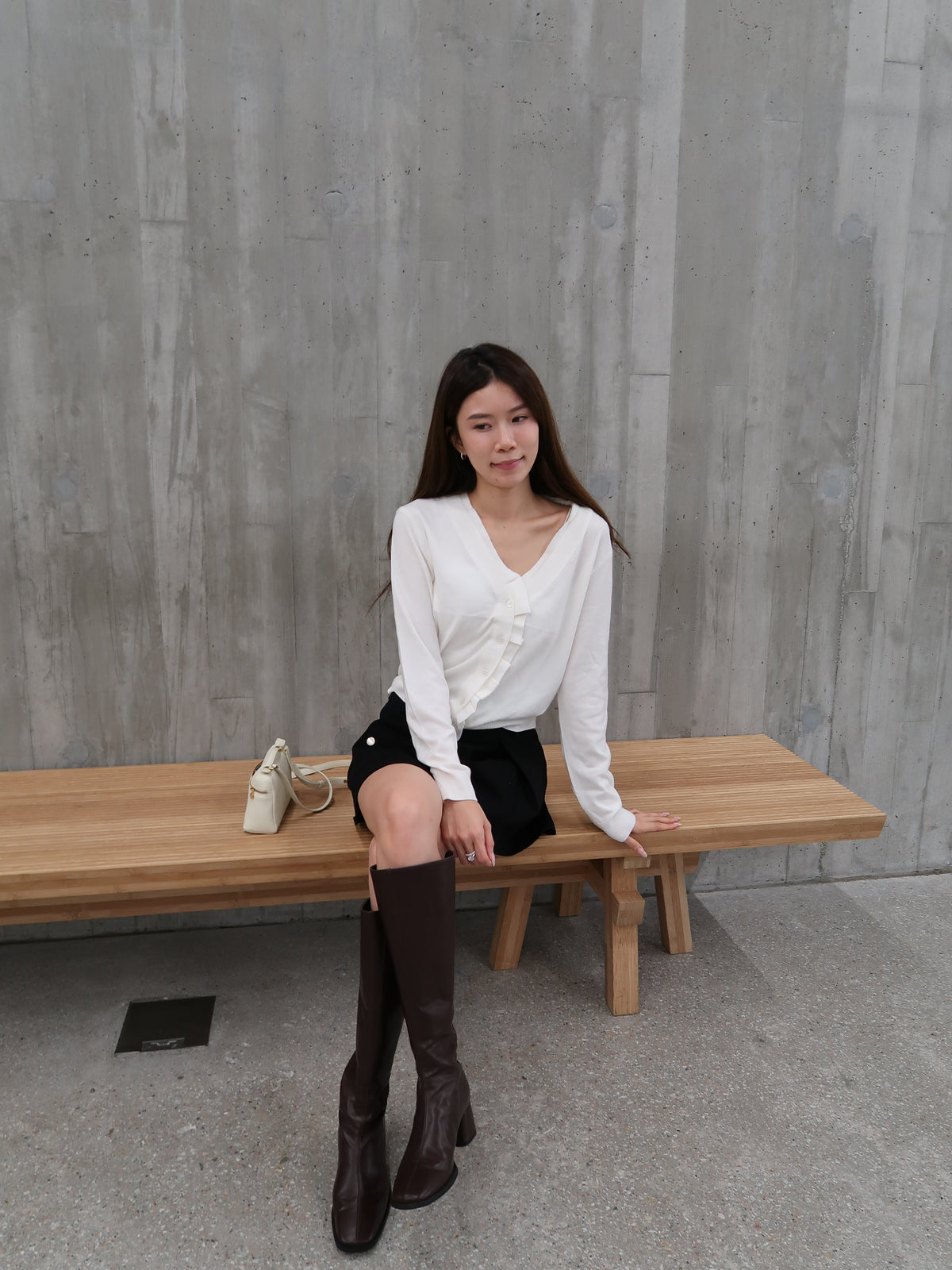 Ruffles Neck Soft Cardigan