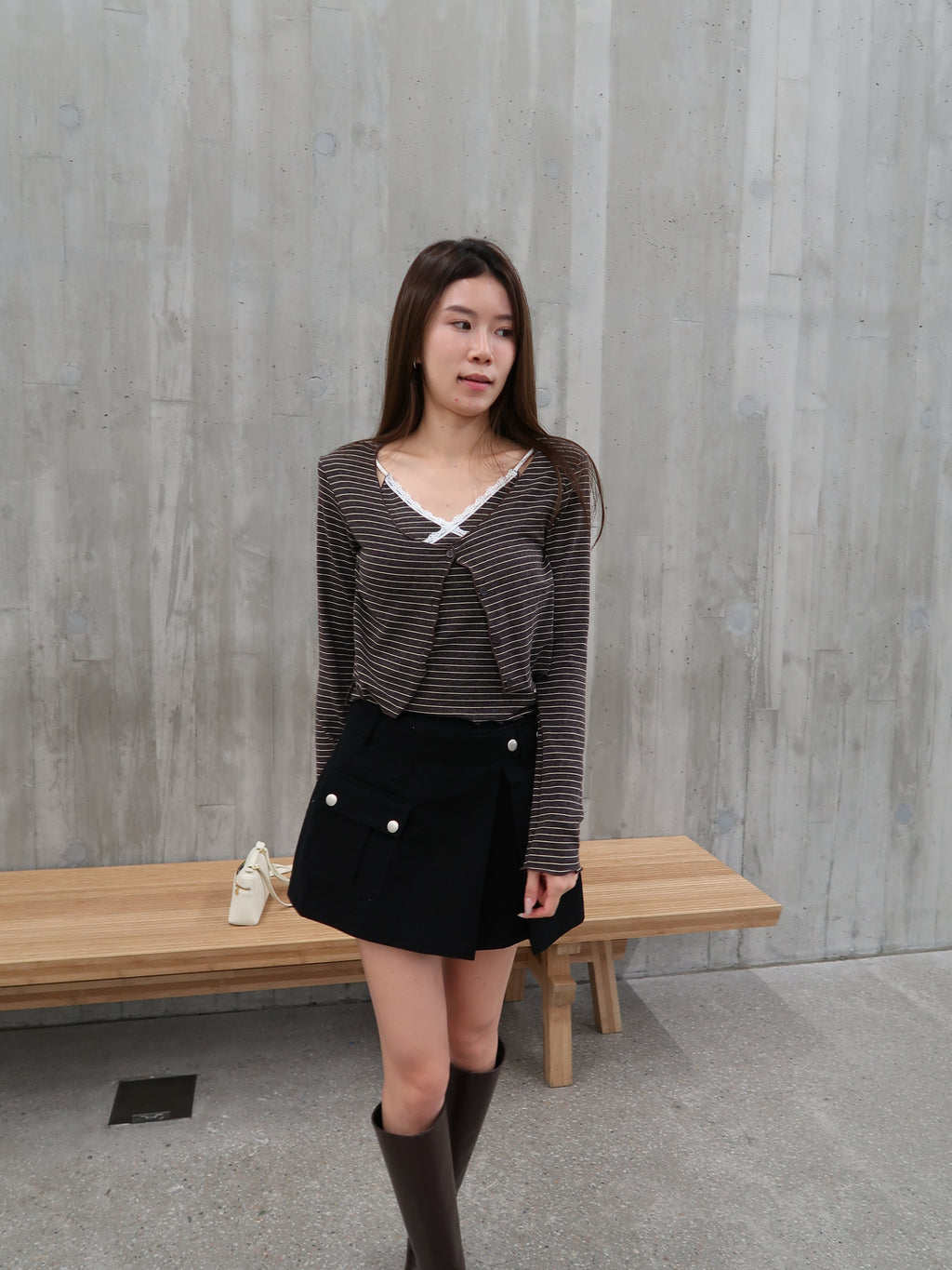Striped Lace Cardigan Set