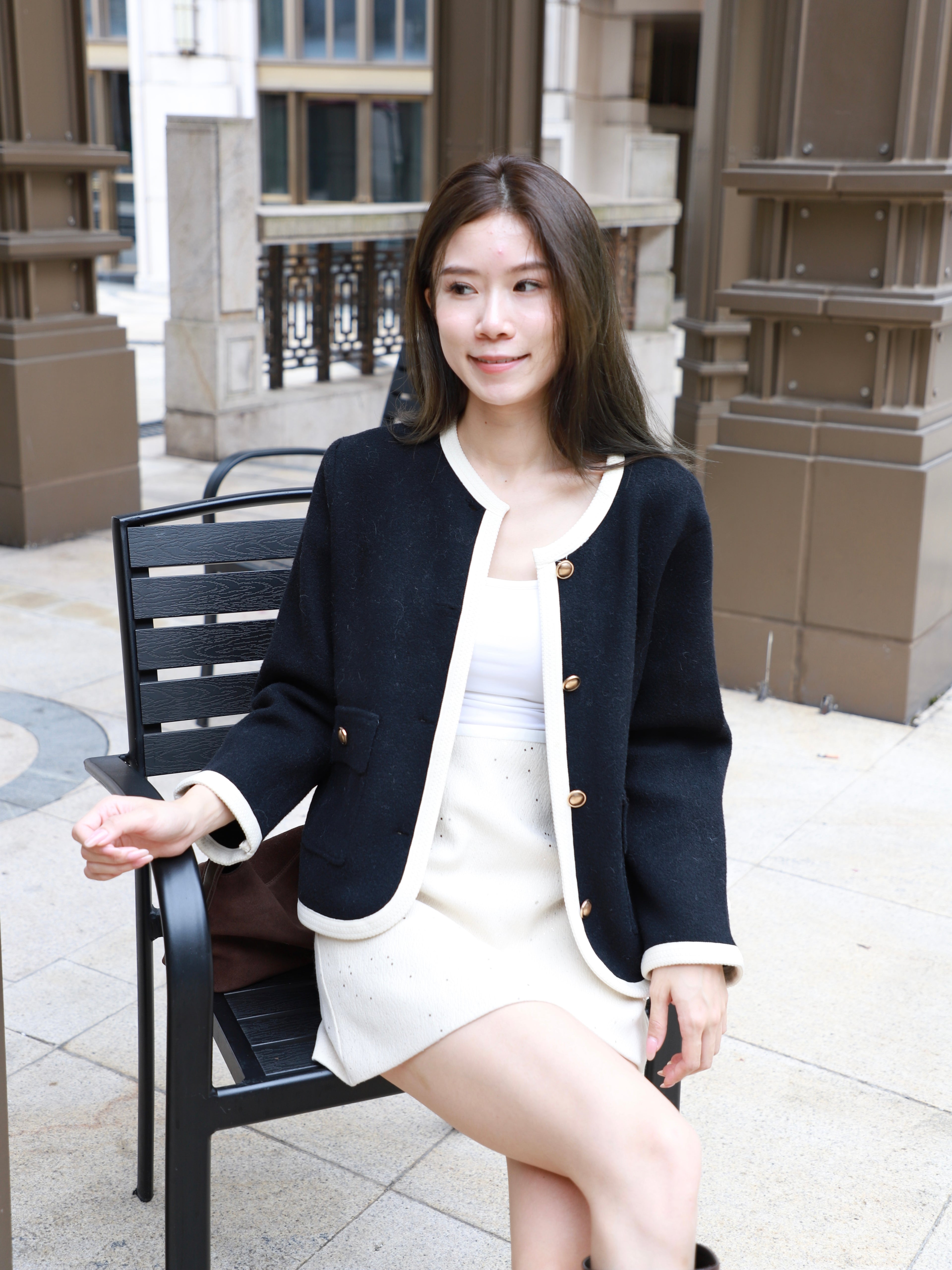 Outline Gold Button Cardigan