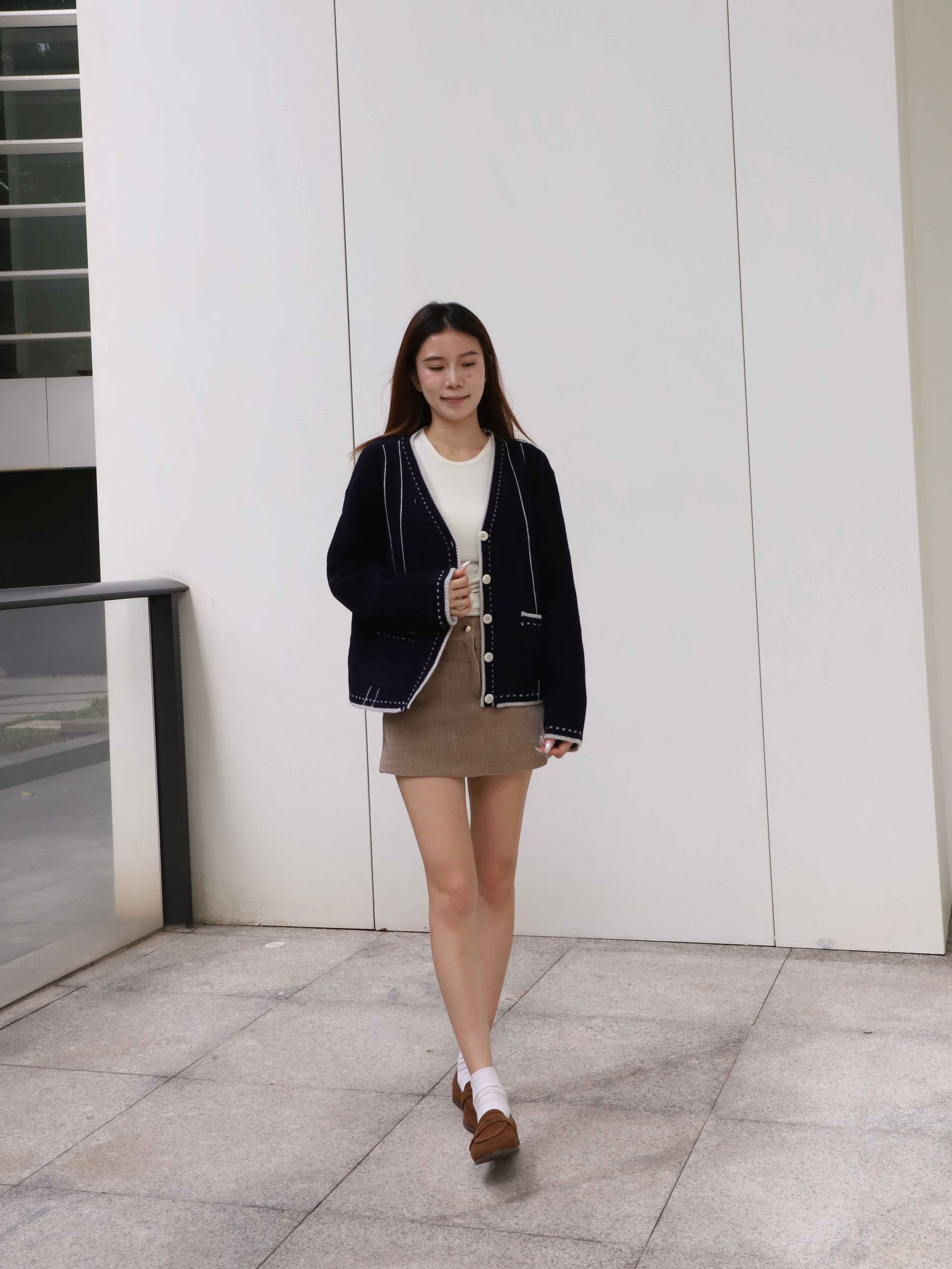 Gold Button Velvet Skirt